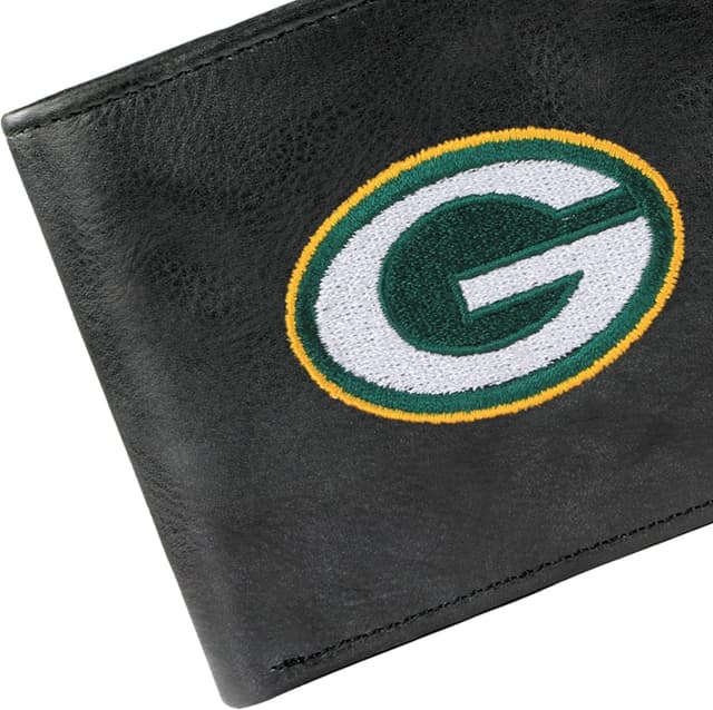 Detalle de Rico Industries NFL Embroidered Leather Billfold Wallet (Mens) — Team Logo Black