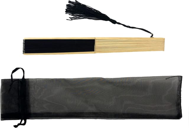 Detalle de FANSOF.FANS Silk hand fan pack 10, black 🪶