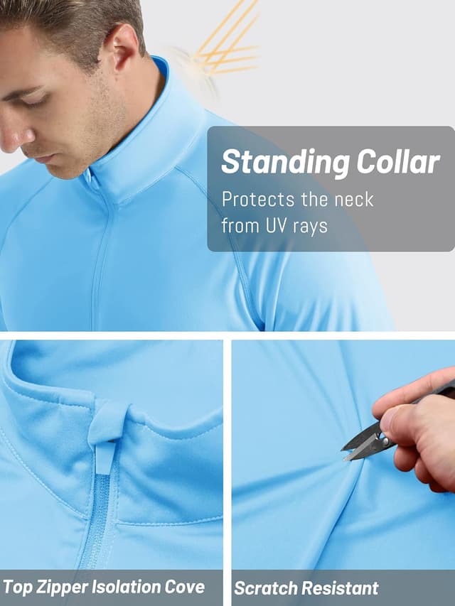 Detalle de TACVASEN Herren UV-Schutz Longsleeve Rashguard mit 1/4 Reißverschluss (UPF 50+)