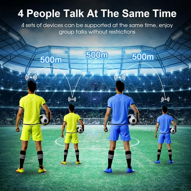 Detalle de EJEAS V4C Bluetooth Headset Intercom for Referee (2pc) – Waterproof 4-way communication, FM & voice assistant