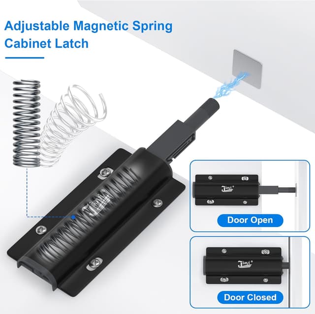 Detalle 2 de Jiayi Apertura a pressione Push to Open con chiusura magnetica, 2 pezzi Push Pull per ante (alluminio, installazione adesiva)