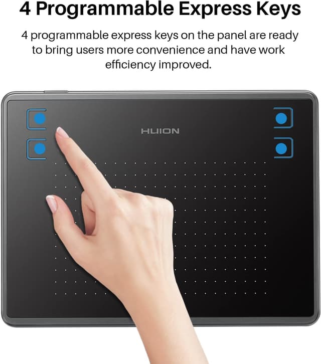 Detalle 2 de Huion Inspiroy H430P drawing tablet (4.8 x 3 inch) with 4 hot keys