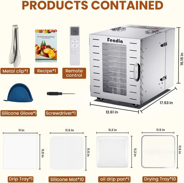 Thumbnail 4 de Food Dehydrator 10-Tray, 1000W 194°F 🍽