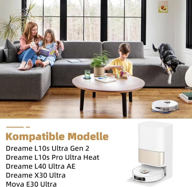 Detalle de 20-teiliges Zubehör-Set für Dreame L10s Ultra Gen 2 / L10s Pro Ultra Heat & weitere Ultra-Modelle (Hauptbürste, Staubbeutel, Wischtücher, Seitenbürsten, Filter)