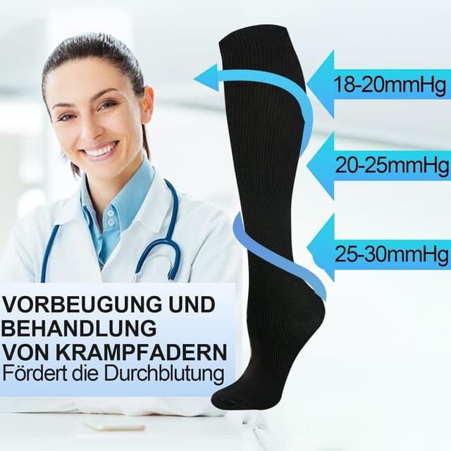 Detalle 2 de CAMPSNAIL Kompressionsstrümpfe für Damen und Herren (Stützstrümpfe) – für Flug, Sport, Reisen & Alltag