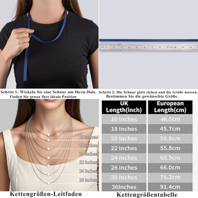 Detalle de Esrael 925 Sterling Silber Kordel-/Curb-Halskette für Frauen (feste Glieder, 1,5 mm/2 mm, 18/20/22 Zoll)