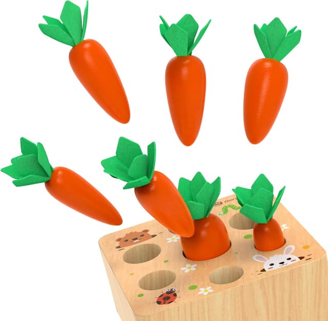 Thumbnail 5 de KMTJT Montessori Carrot Harvest Shape Sorter for 12 Months