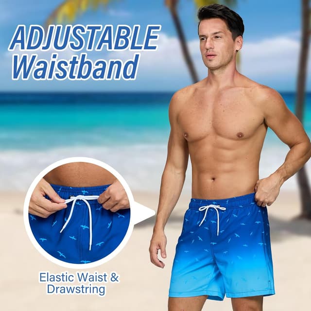 Detalle 2 de Vorvowry Badeshorts Herren wasserdicht, schnelltrocknend mit Reißverschlusstaschen