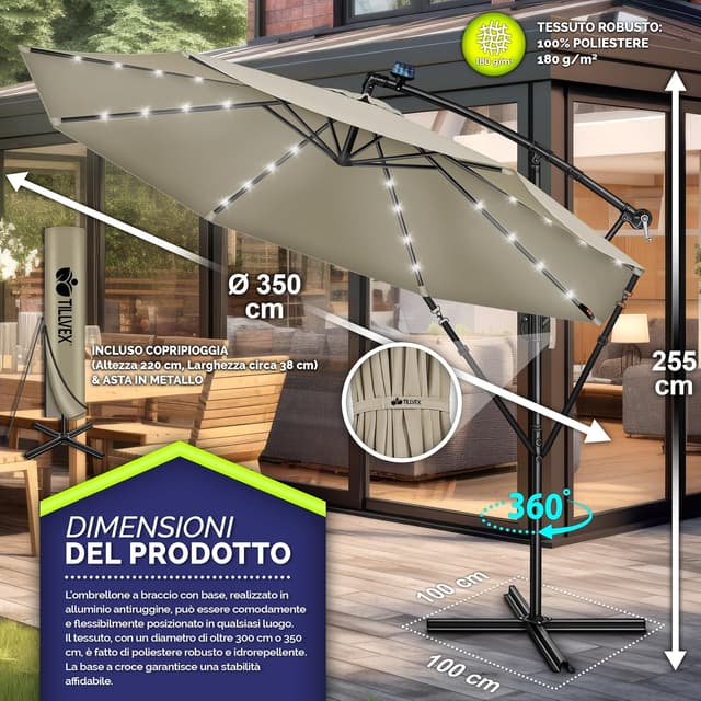 Thumbnail 4 de Tillvex Ombrellone LED Ø300 cm