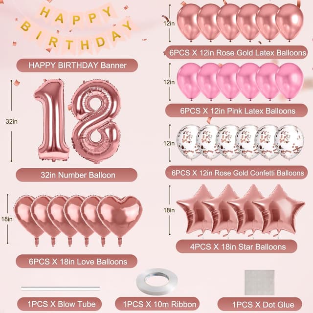 Detalle 2 de MIEWAA déco ballons 18 ans anniversaire