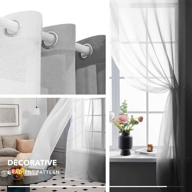 Thumbnail 4 de Deconovo Rideaux Voilages Gris Foncé 140×270 CM