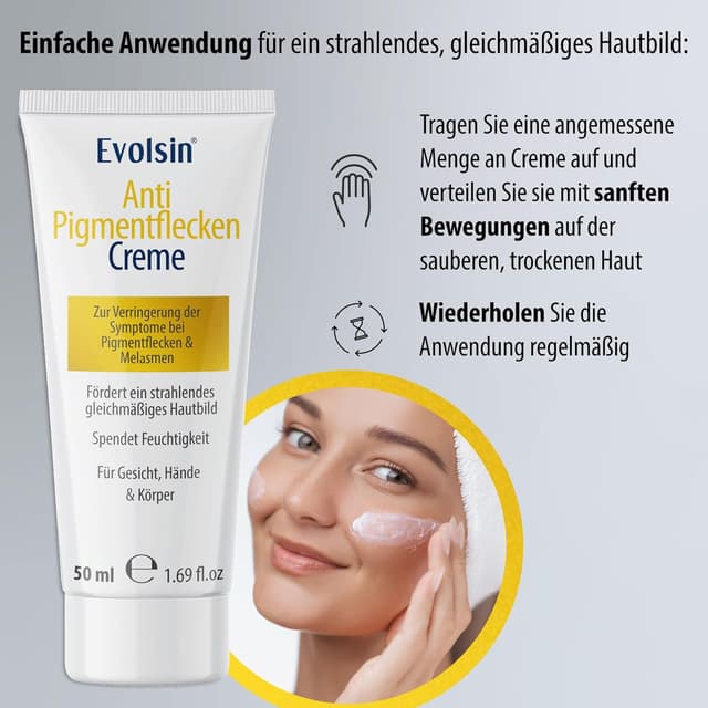 Detalle 2 de Evolsin EVOLSIN® Anti Pigmentflecken Creme gegen Melasma & Altersflecken für Gesicht, Hals & Dekolleté