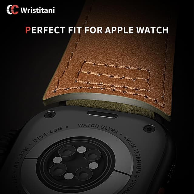 Detalle 2 de Wristitani cinturino in pelle vintage per Apple Watch (44/45/42/38/41/40/49 mm) per Uomo e Donna