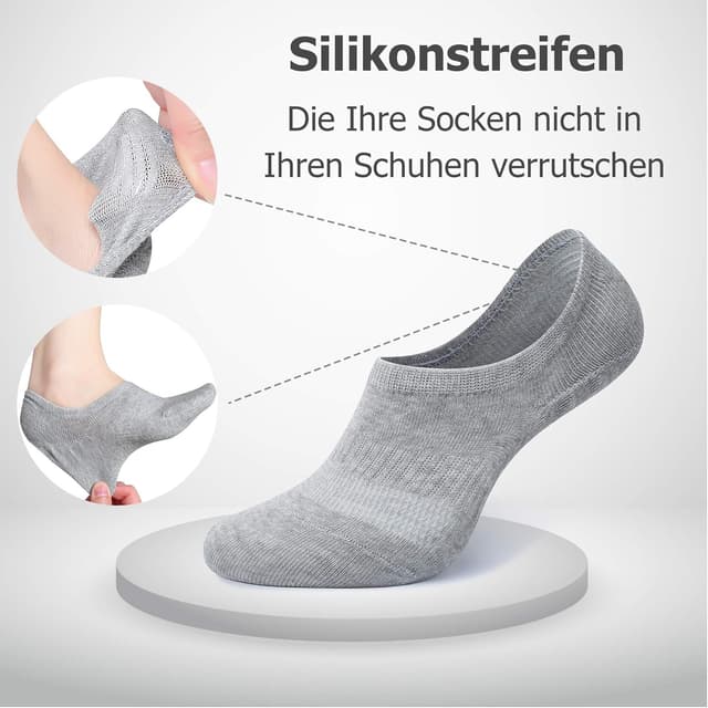 Detalle de Falechay 10 Paar Sneaker Socken No-Show (Füßlinge) aus Baumwolle – für Damen & Herren