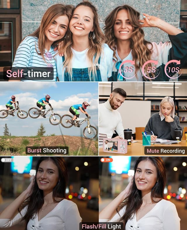 Thumbnail 6 de Macchina Fotografica Digitale 4K 64MP Wevoor con schermo da 2,8” e zoom digitale 18x (rosa)