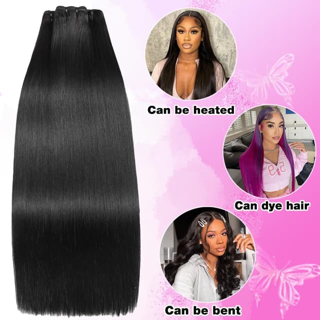 Detalle 2 de 12A Human Hair Bundles 2024 Straight Black Hair ⚙