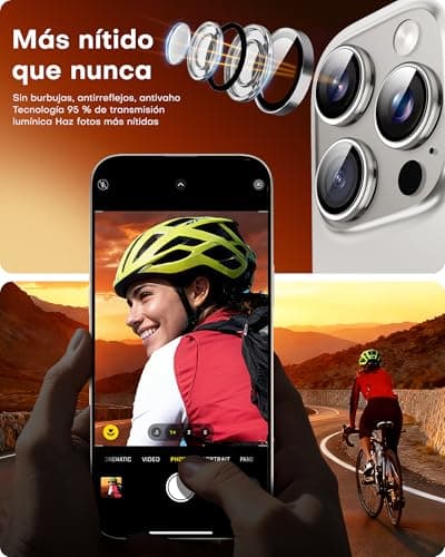 Thumbnail 4 de TOCOL Protections d'Objectif pour iPhone 16 Pro Max, verre HD, anti-buée, gris