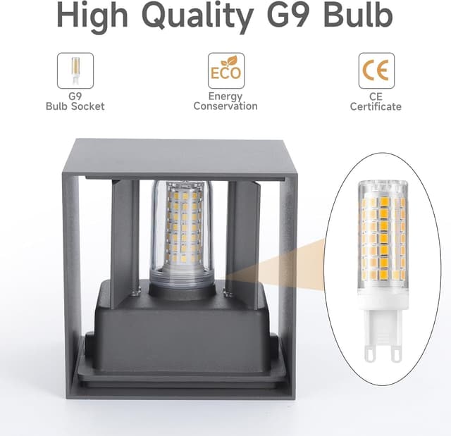 Thumbnail 6 de Wisdom Line applique LED da esterno/interno IP65 2 pezzi, 9W 4000K bianco freddo, G9 (grigio scuro) per giardino e ingresso