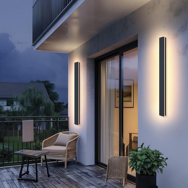 Thumbnail 6 de Applique murale LED noire étanche IP65 longue 12W (3000 K) en métal pour intérieur/extérieur