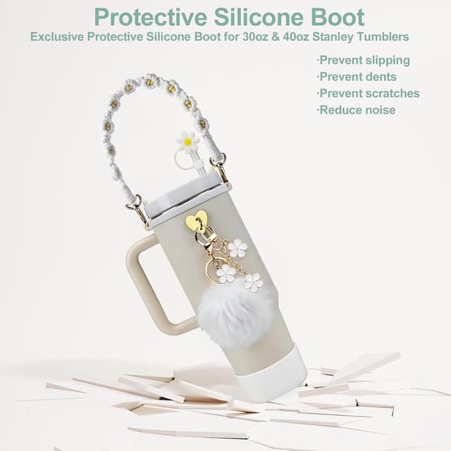 Detalle 2 de CLTTCLLCT 7‑piece Stanley Cup accessories set for 30oz and 40oz tumblers (white)