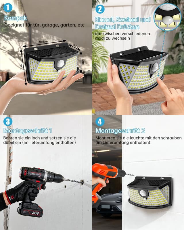 Detalle 1 de Solarlampen für Außen IP65 mit 120 LEDs