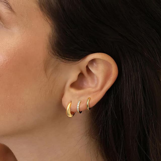 Detalle de BVLAGIDA – 3 paires de boucles d’oreilles femme plaquées or 14K, hypoallergéniques