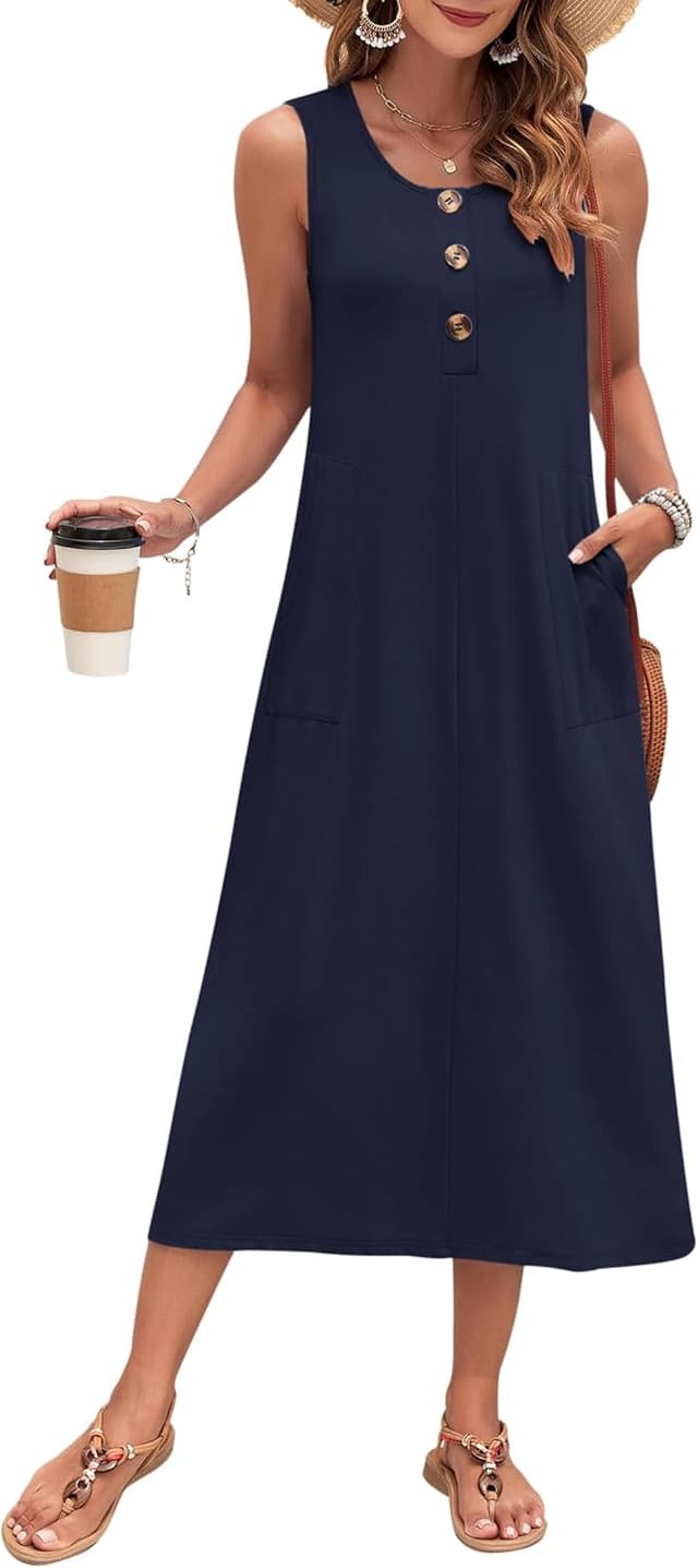 Detalle 2 de MOLERANI Women’s 2026 Sleeveless Button-Down Maxi Dress with Pockets