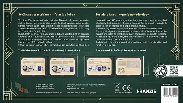 Detalle 2 de FRANZIS 67242 „Magische Klänge“: Theremin-Bausatz zum Berührungslosen Musizieren