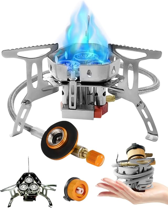 Detalle de Portable Camping Gas Stove with 6800W Burner, Piezo Ignition & Windproof Design