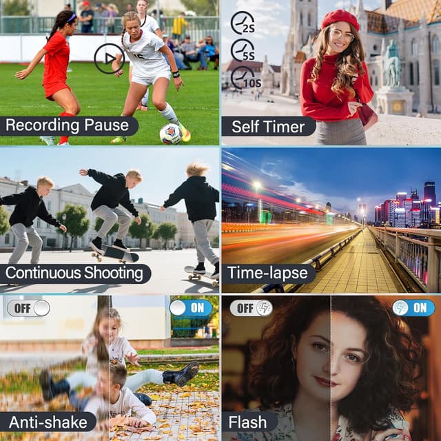 Thumbnail 6 de TAUAHA 4K Digitalkamera mit WLAN, 75MP Kompaktkamera und 3-Zoll Klappdisplay (Vlogging, 32GB & 2 Akkus)