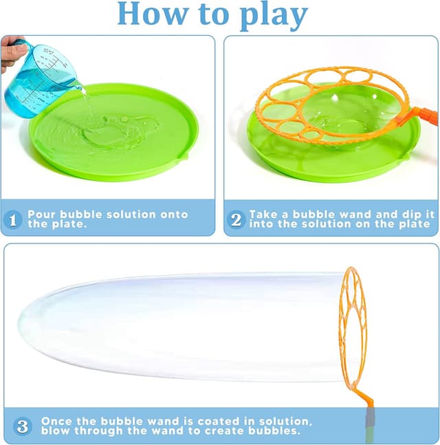 Detalle de JOYIN 19pc Big Bubble Wands Set with Tray (53cm giant bubble wands) — outdoor kids’ bubble kit