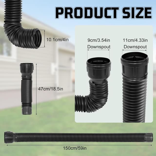 Detalle 2 de Expandable Guttering Drain Pipe 150cm Flexible Rainwater Downspout Extension (1PCS)