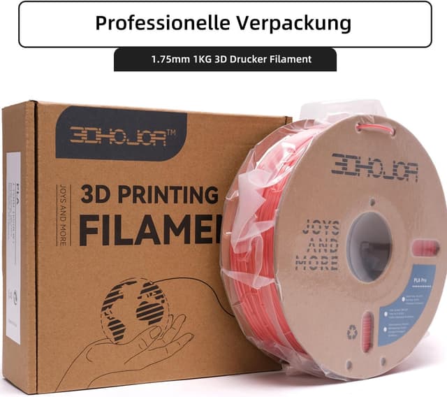 Detalle 2 de 3DHoJor PLA+ Filament 1,75 mm (PLA Plus) für FDM-Drucker – rot, 1 kg, Maßgenauigkeit ±0,02 mm