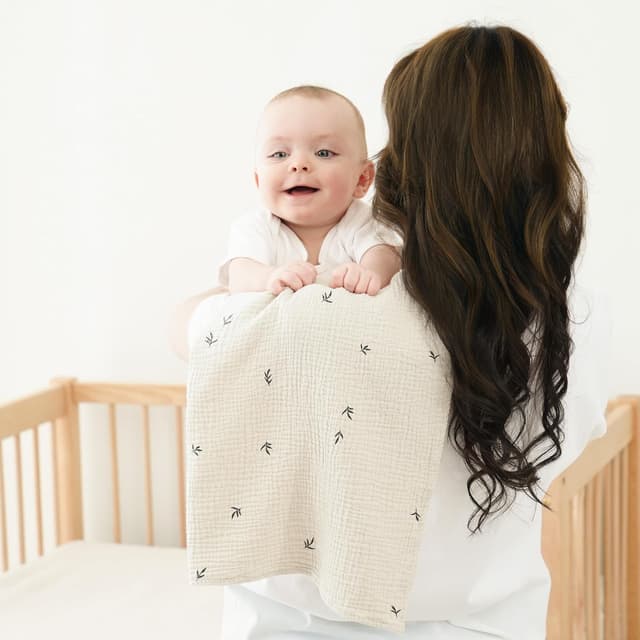 Detalle 2 de Bearmoss Moltontücher Baby-Spucktücher aus 100% Baumwolle, 6er-Set 60x60 cm – Musselin-Material (Weiße Aprikose)