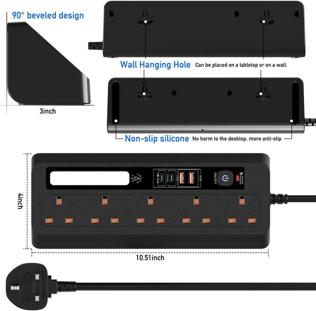 Thumbnail 6 de Desk extension lead with USB, 9 in 1