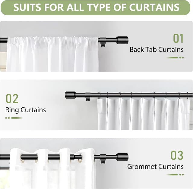 Thumbnail 6 de 5/8โ Diameter 30โ90 Inch Adjustable Curtain Rods ๐ช