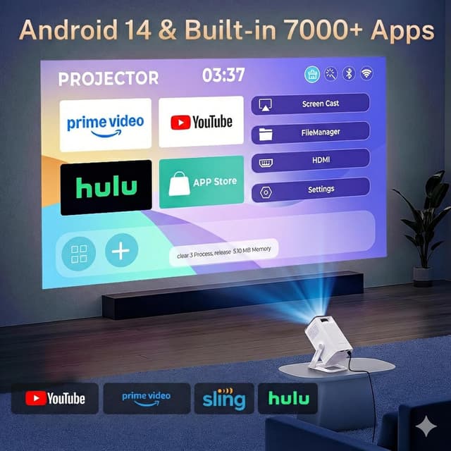 Detalle de Mini Projector 400 ANSI Lumens WiFi 6