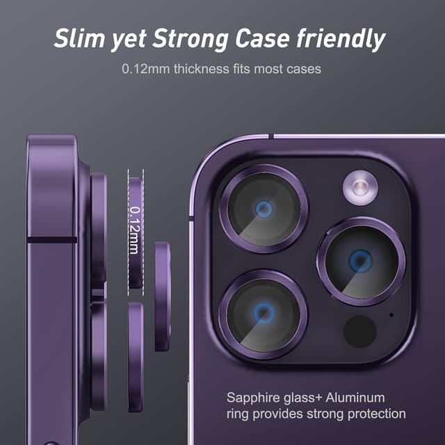 Detalle de Jeluse Camera Lens Protector with 9H Tempered Glass and Alignment Kit for iPhone Pro models