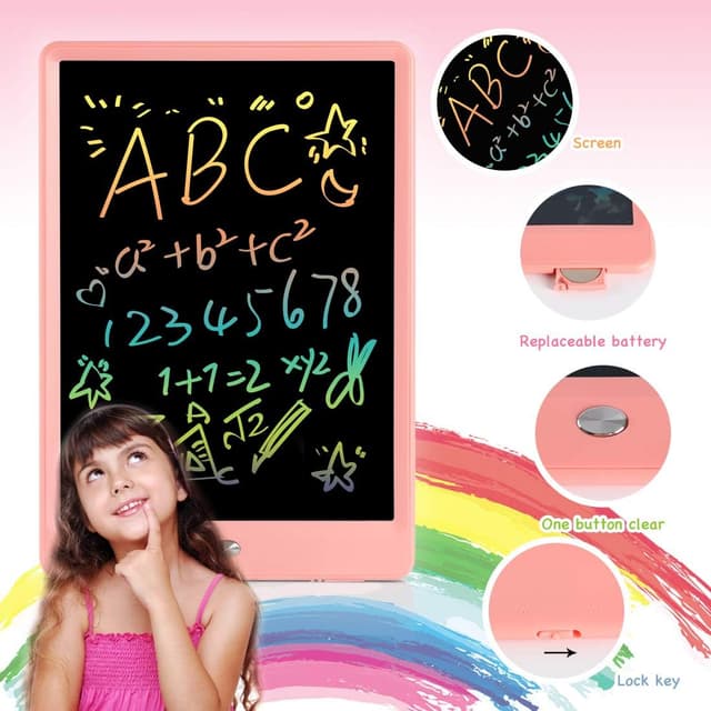 Detalle de ORSEN 10-Inch LCD Writing Tablet for Kids (Color Doodle Board, Pink)