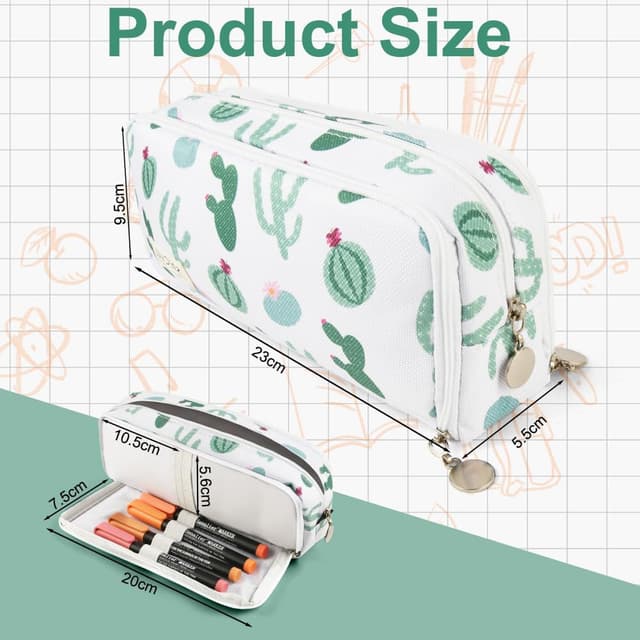 Detalle 2 de Large Capacity 3-Compartment Pencil Case (Oxford cloth) – OFFCUP pencil pouch