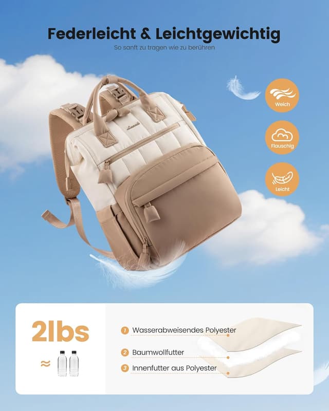 Detalle 2 de LOVEVOOK Wickelrucksack groß mit Wickelunterlage und Organizer – wasserabweisende Babytasche für unterwegs