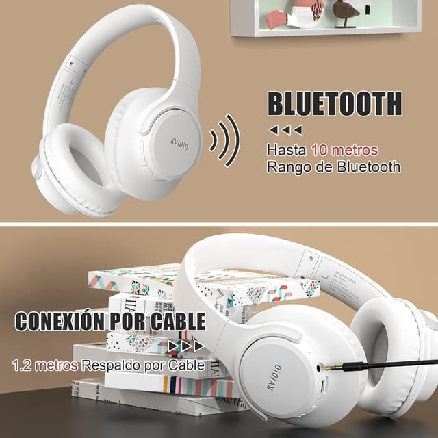 Thumbnail 5 de KVIDIO Auriculares Bluetooth Inalámbricos, 65 Horas, Micrófono