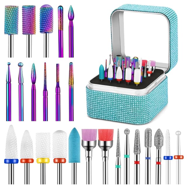 Detalle de Cellentool 25Pcs Nail Drill Bits Set (3/32 Inch) with Storage Box