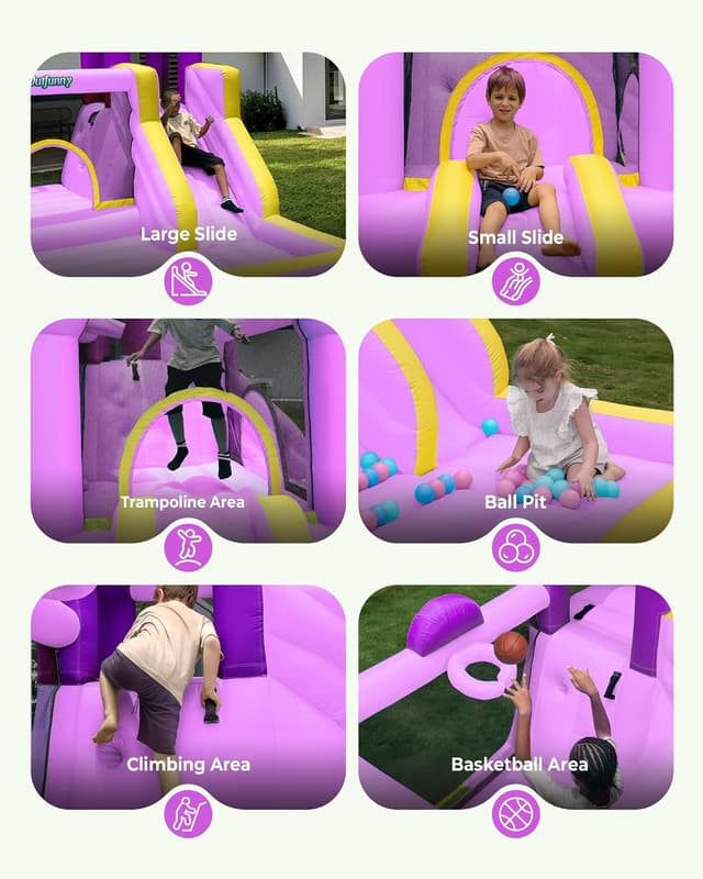 Detalle 2 de Outfunny Inflatable Bounce House 450W 🎪