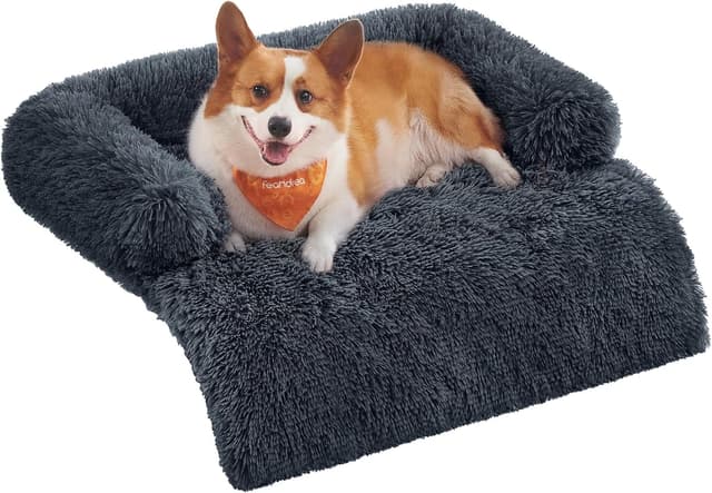 Detalle de Feandrea FluffyHug dog sofa bed cover (PGW222G02) – dark grey, L size for medium dogs
