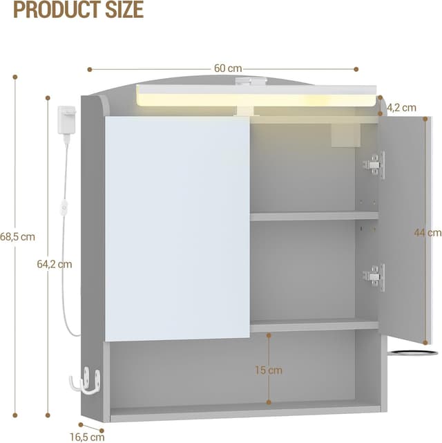 Thumbnail 2 de Hzuaneri MC10027XEU armoire murale 60 cm 🪞