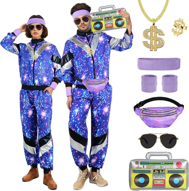 Detalle de BITOYO Disfraz Años 80 Unisex Chándal Retro