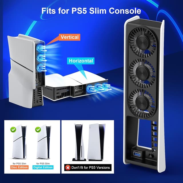 Detalle 2 de HUIJUTCHEN Lüfter PS5 Slim Kühlung 2 Stufen