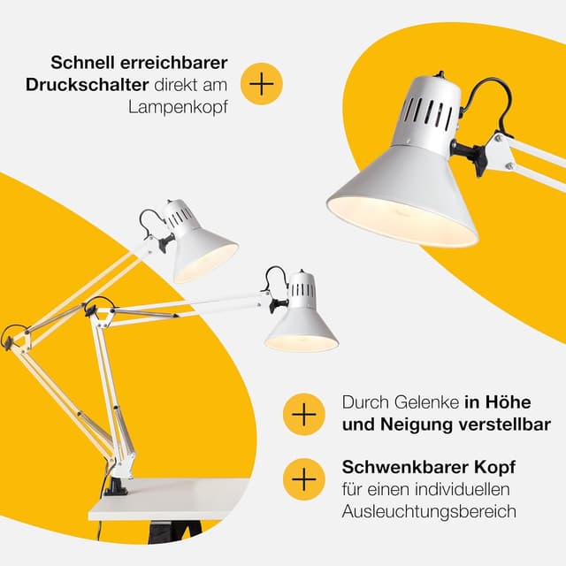 Detalle 2 de Lampada da scrivania Hobby con pinza bianco