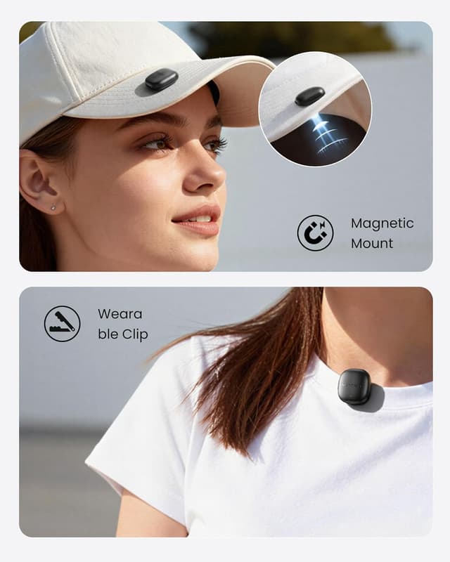 Detalle de Vention mini microfono wireless per iPhone 17/16/15 Pro Max e Android (USB-C, Bluetooth, lavalier) con custodia di ricarica 24 ore